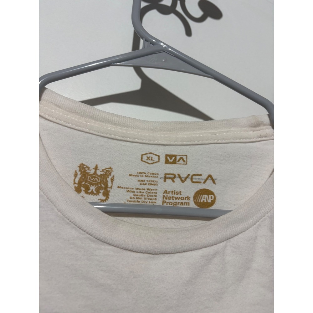 RVCA Artist Network Program Graphic T-Shirt Mens XL Off White Blue Logo Cotton - Picture 4 of 4